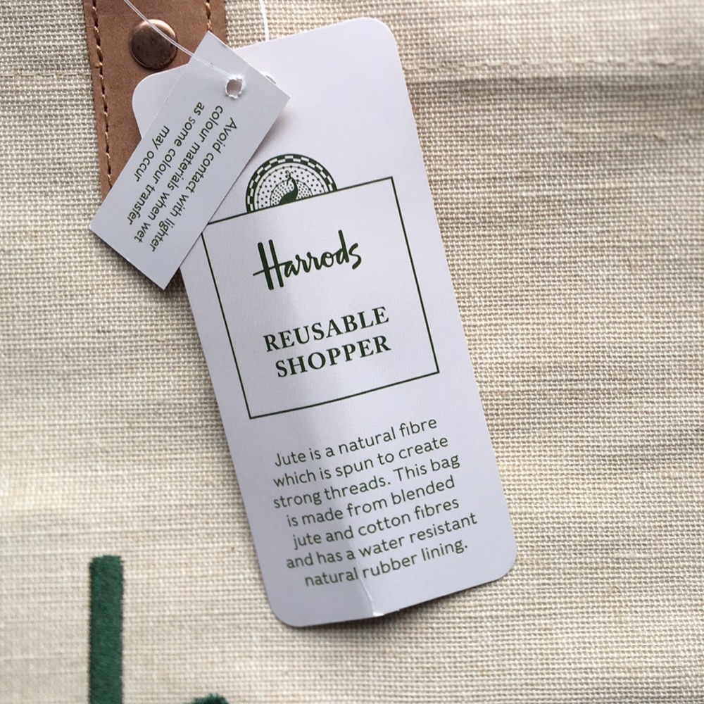 🇬🇧 NWT Harrods Reusable Jute Shopper Bag Tote!!! - Picture 3 of 6
